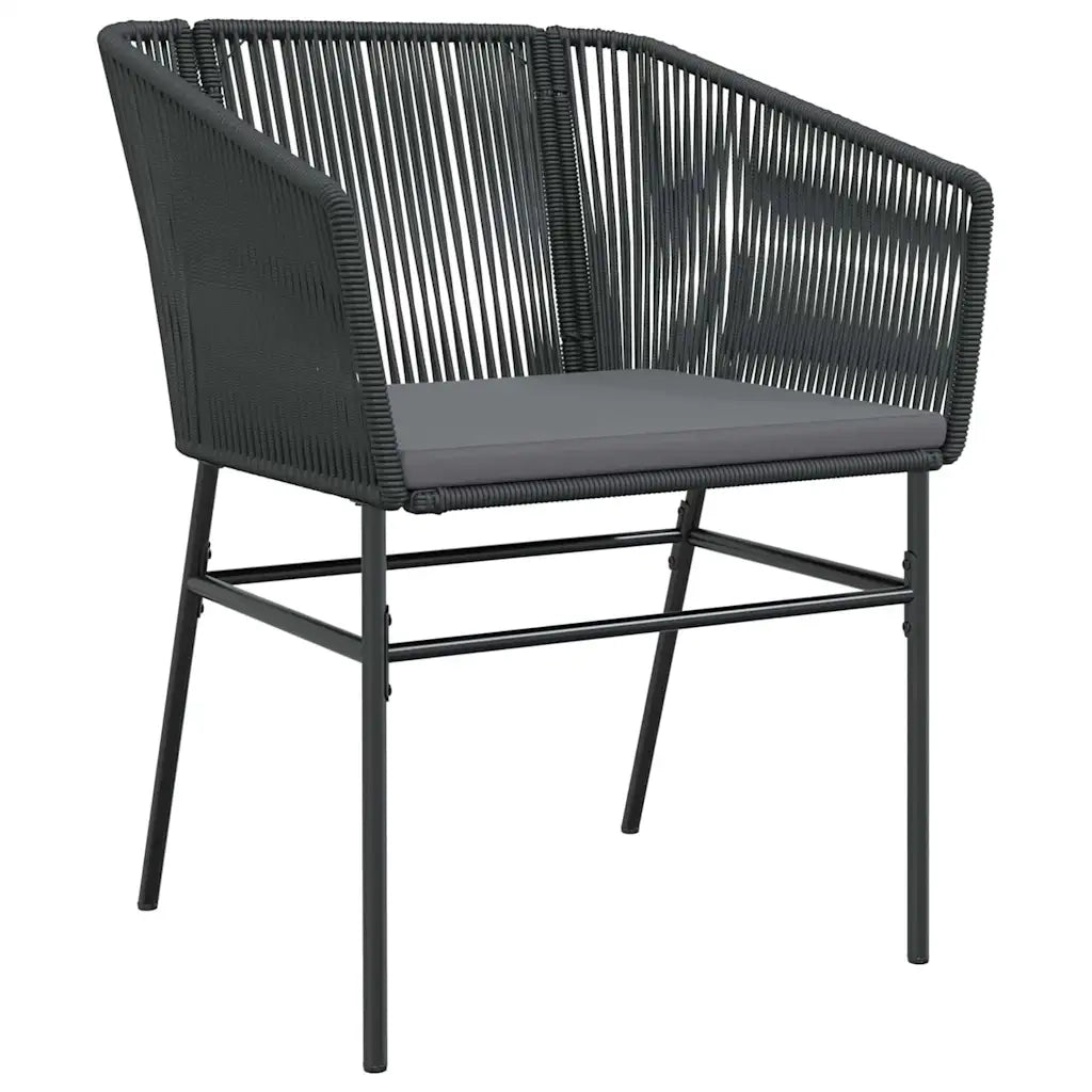 Set da Pranzo per Giardino con cuscino 7 pcs Nero