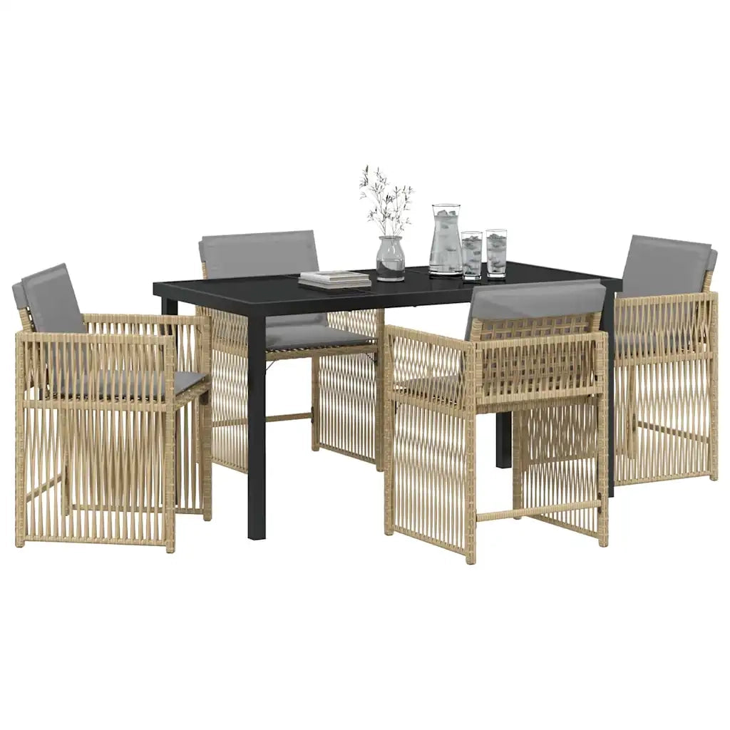Set da Pranzo per Giardino 5 pcs Beige polyrattan