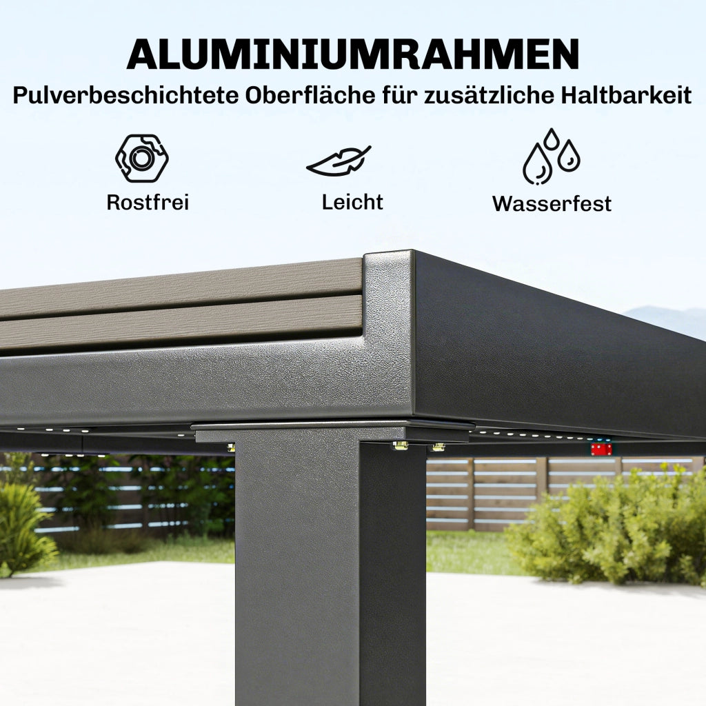 Set Giardino 7 Pezzi con Tavolo Estensibile e 6 Sedie Pieghevoli ¨C Zephmum ¨C Legno Effetto Aluminium