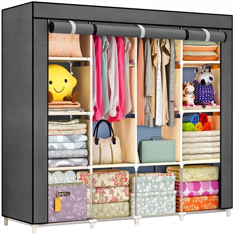 Armadio 170x45x170 cm in finitura nera, ideale per la camera da letto.
