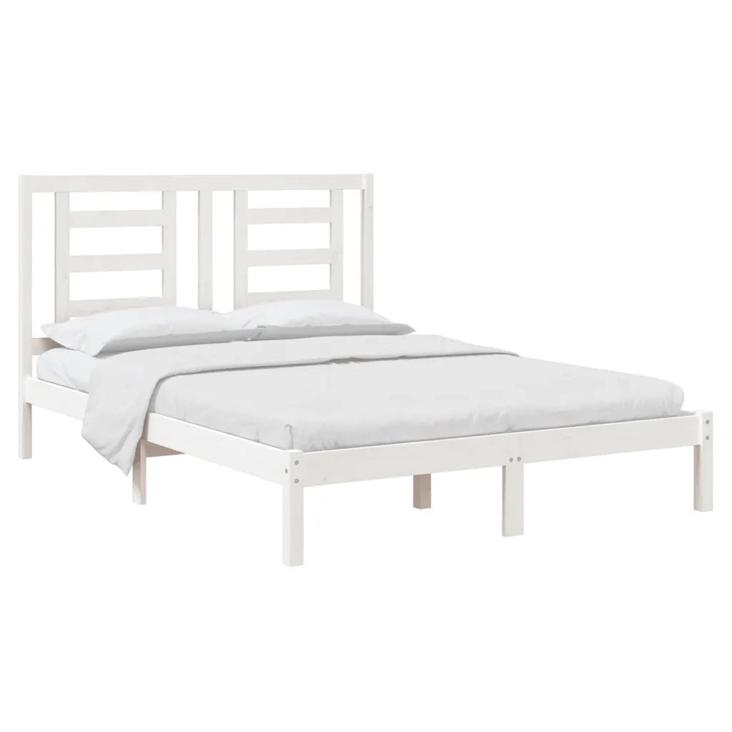 Giroletto senza Materasso-Struttura Letto Bianco 140x200 cm Legno Massello Pino 654051