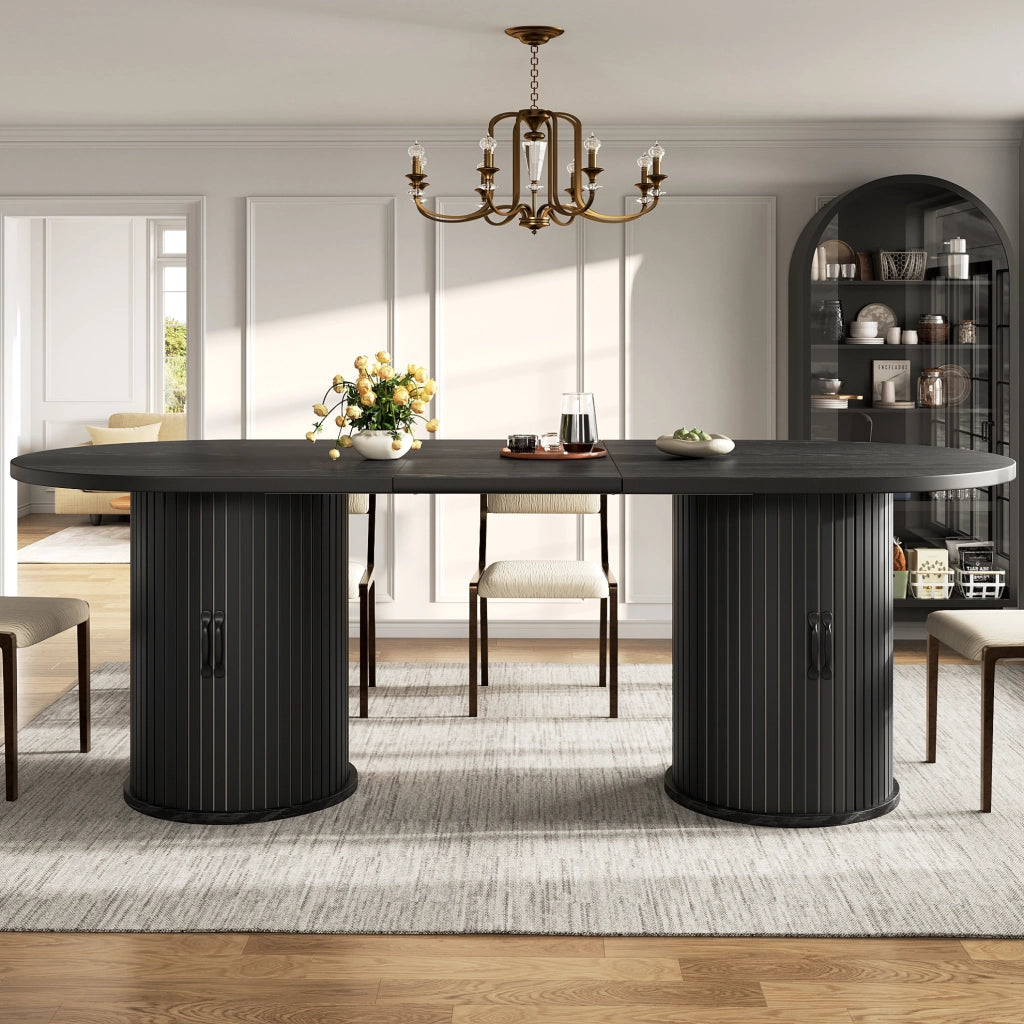 TAVOLO ALLUNGABILE 150-190x80x75 cm Nero in MDF con vano portaoggetti
