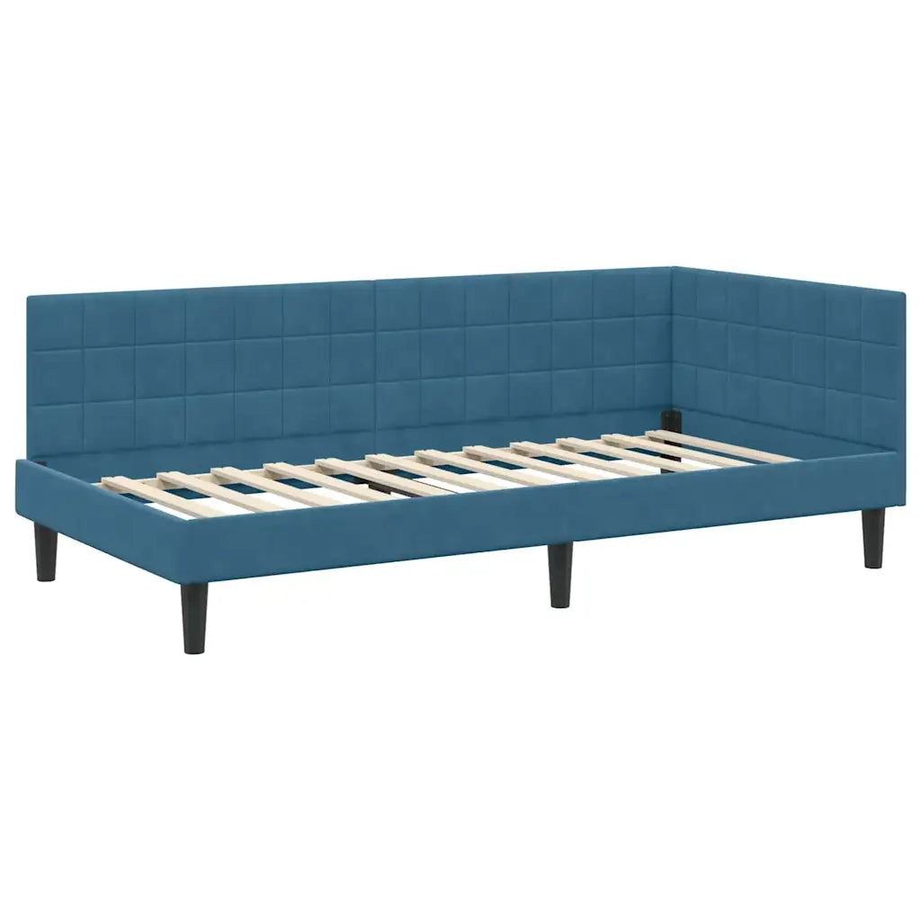 Struttura Letto Angolare con Materasso 2 pcs Blu Velluto