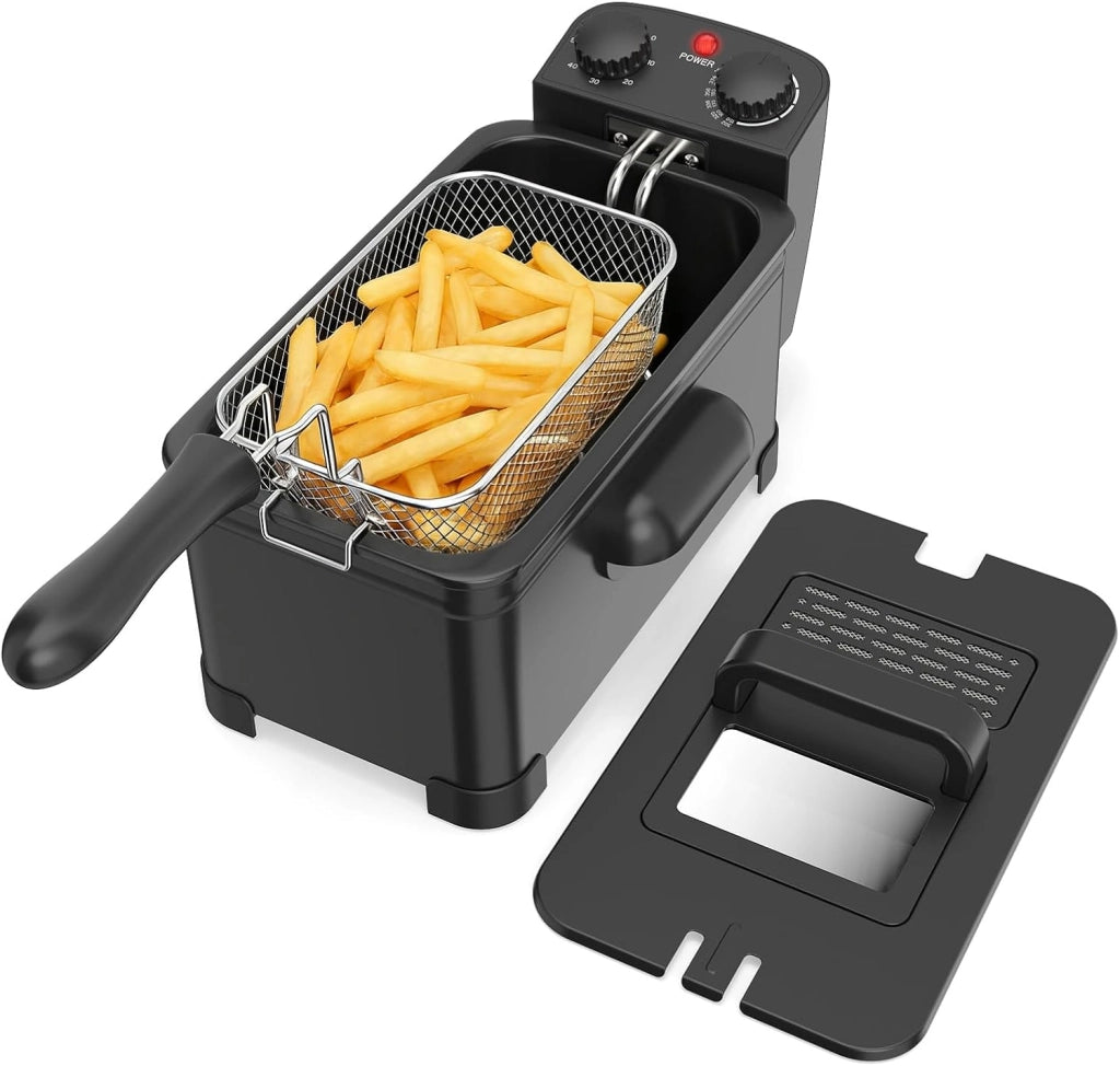 1700W Friggitrice ad Olio 3L Professionale con Cestello Estraibile
Friggitrice Elettrica con Coperchio con Finestra, Timer e Termostato Regolabile 149-190°C