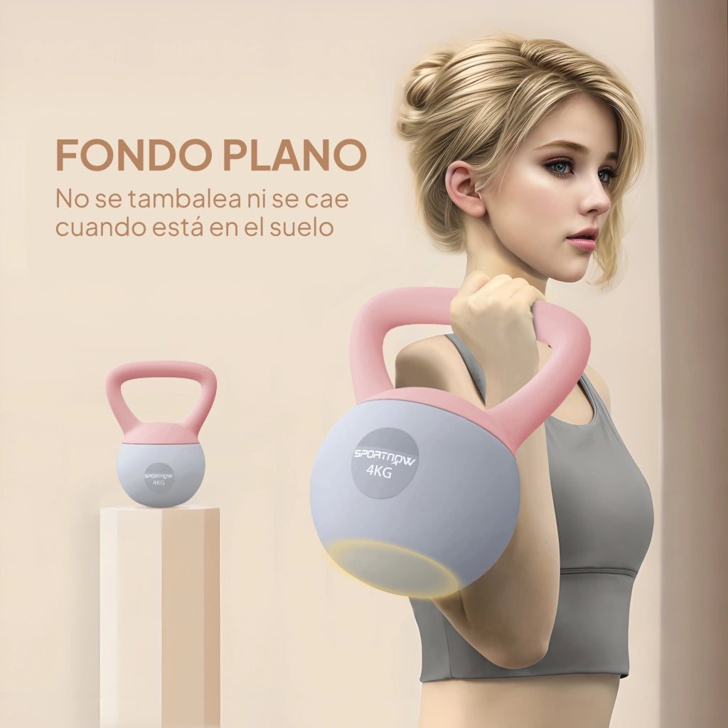Kettlebell 4 kg ¨C Minimal ¨C Rosa e Grigio 19x15x25 cm