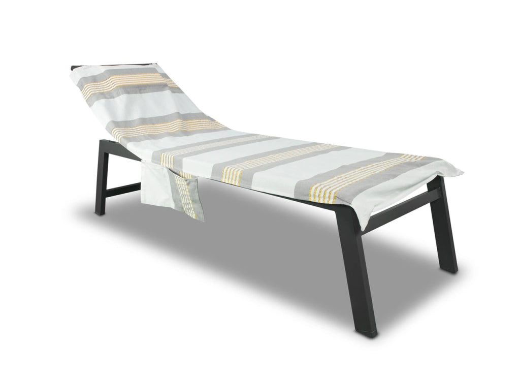 Telo Mare Lettino Spiaggia Piscina Con Cuscino E Tasche Modello Gold - Telo Mare - Grigio-Gold