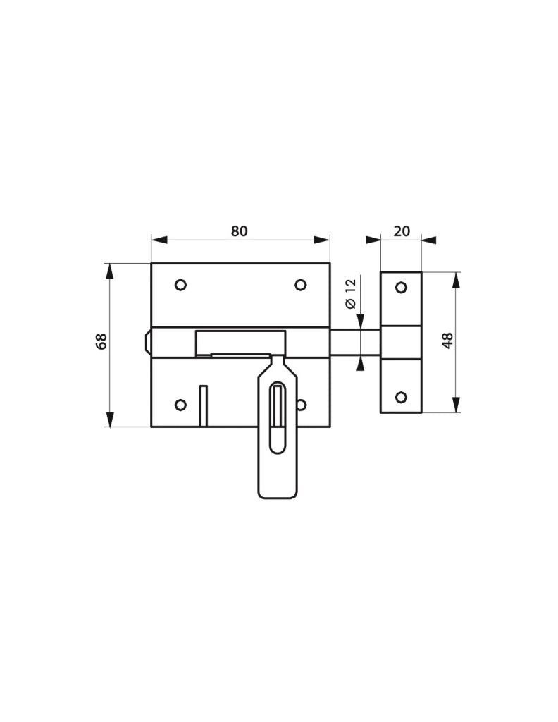 Chiusura a chiavistello per porta, Ø 12 mm, porta lucchetto, acciaio – THIRARD