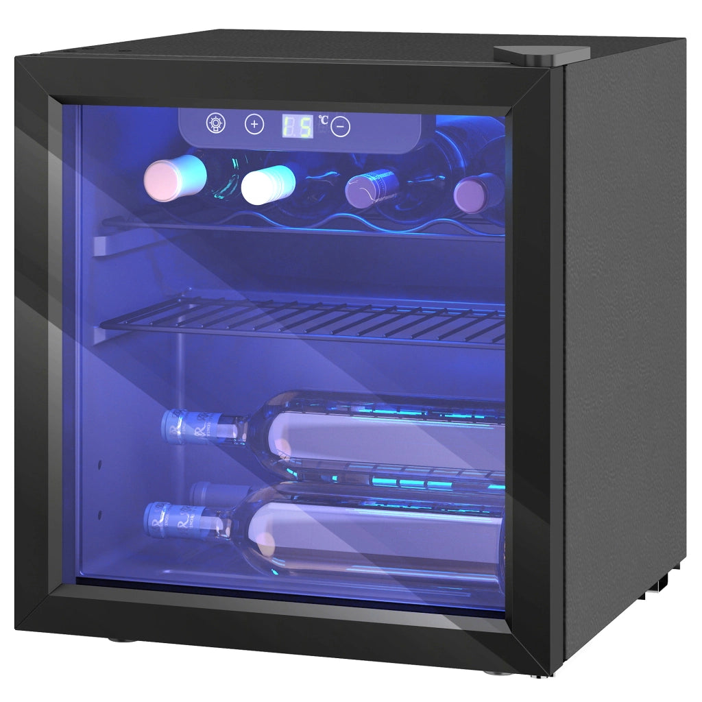 Cantinetta Vino Refrigerata 12 Bottiglie 36L, Temperatura Regolabile 4-16¡ãC con Vetro Anti UV, Nera