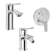 Set miscelatori lavabo, bidet e doccia con deviatore in ottone cromato lucido Aurora