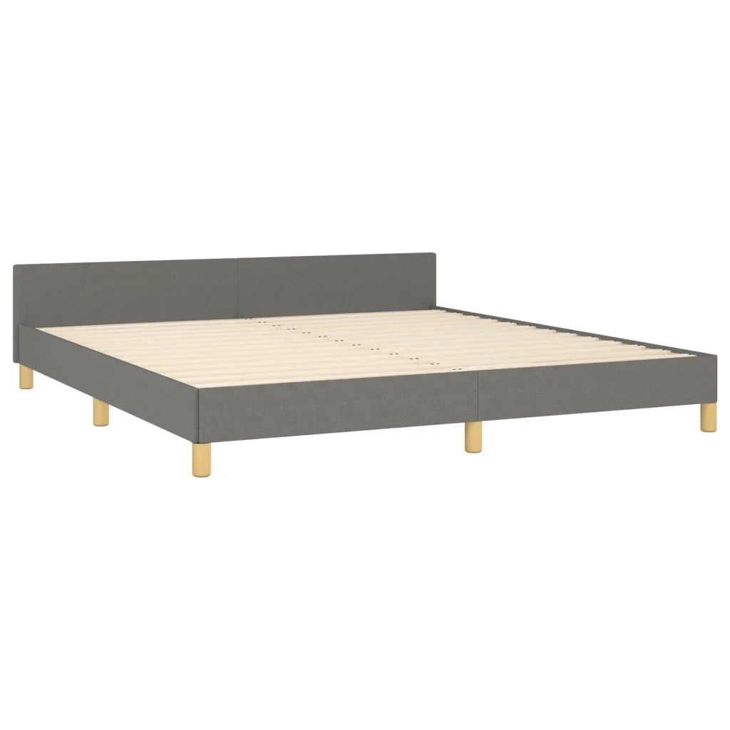 Letto matrimoniale | Letto per adulti | Giroletto con Testiera Grigio Scuro 180x200 cm in Tessuto