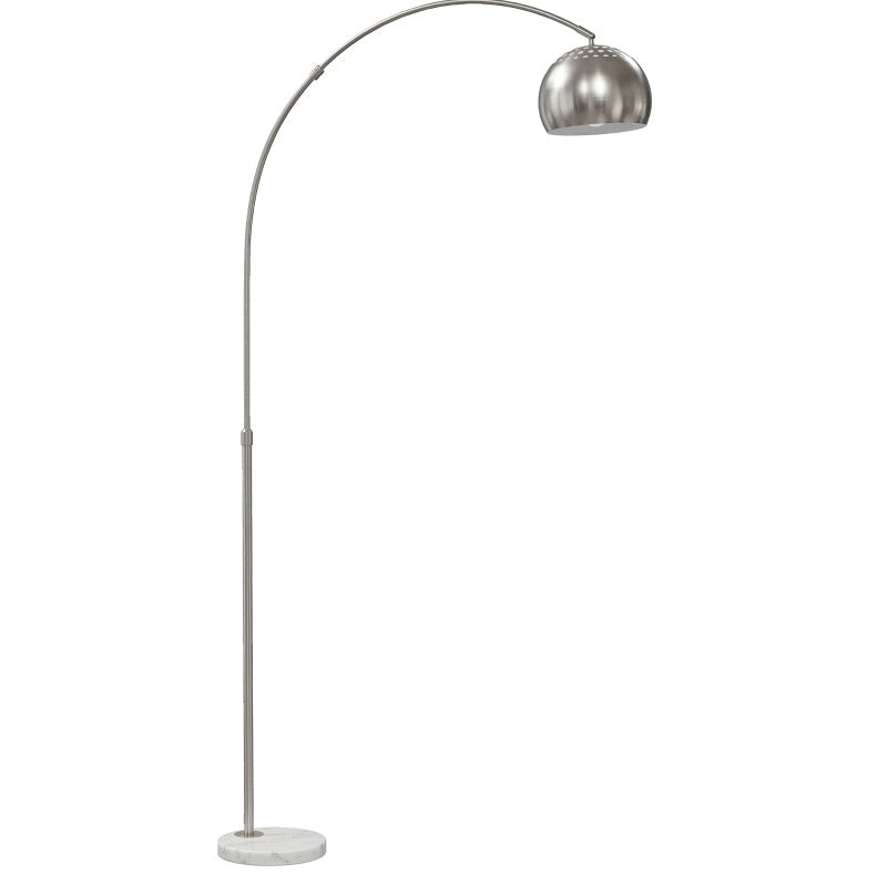 Lampada da terra ad arco con base in marmo, 167 cm, colore argento