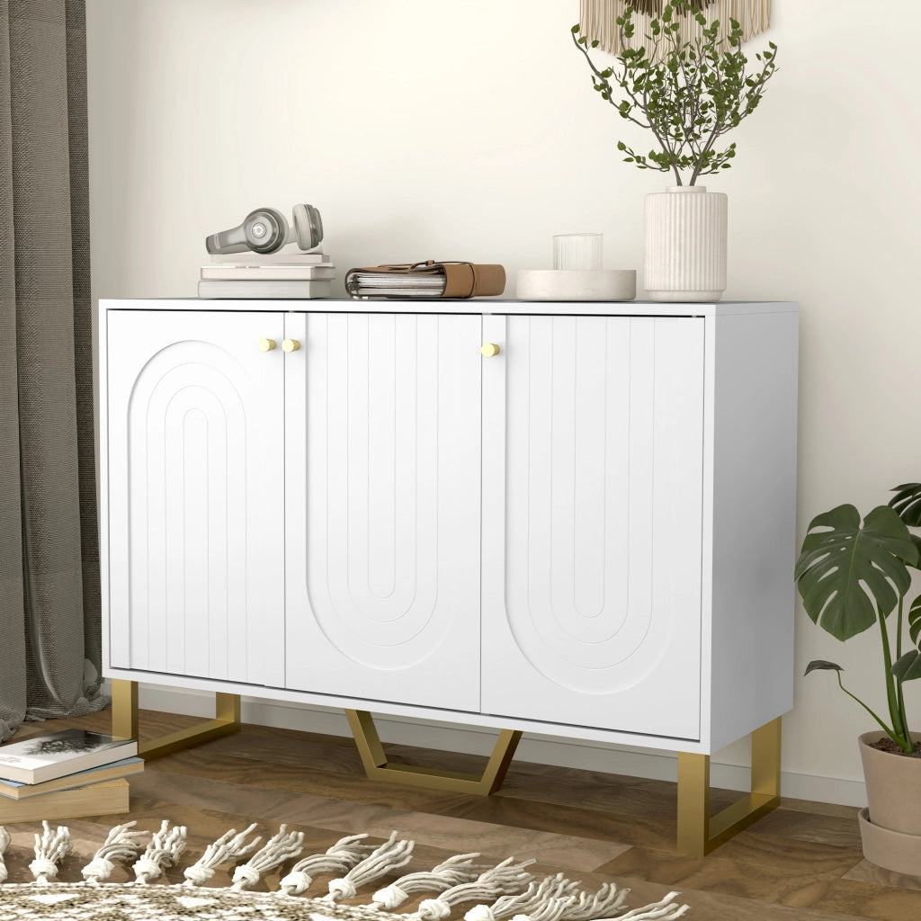 Mobile TV con cassetti e scaffali regolabili ¨C Minimal ¨C 106.5x35x77.5 cm, bianco