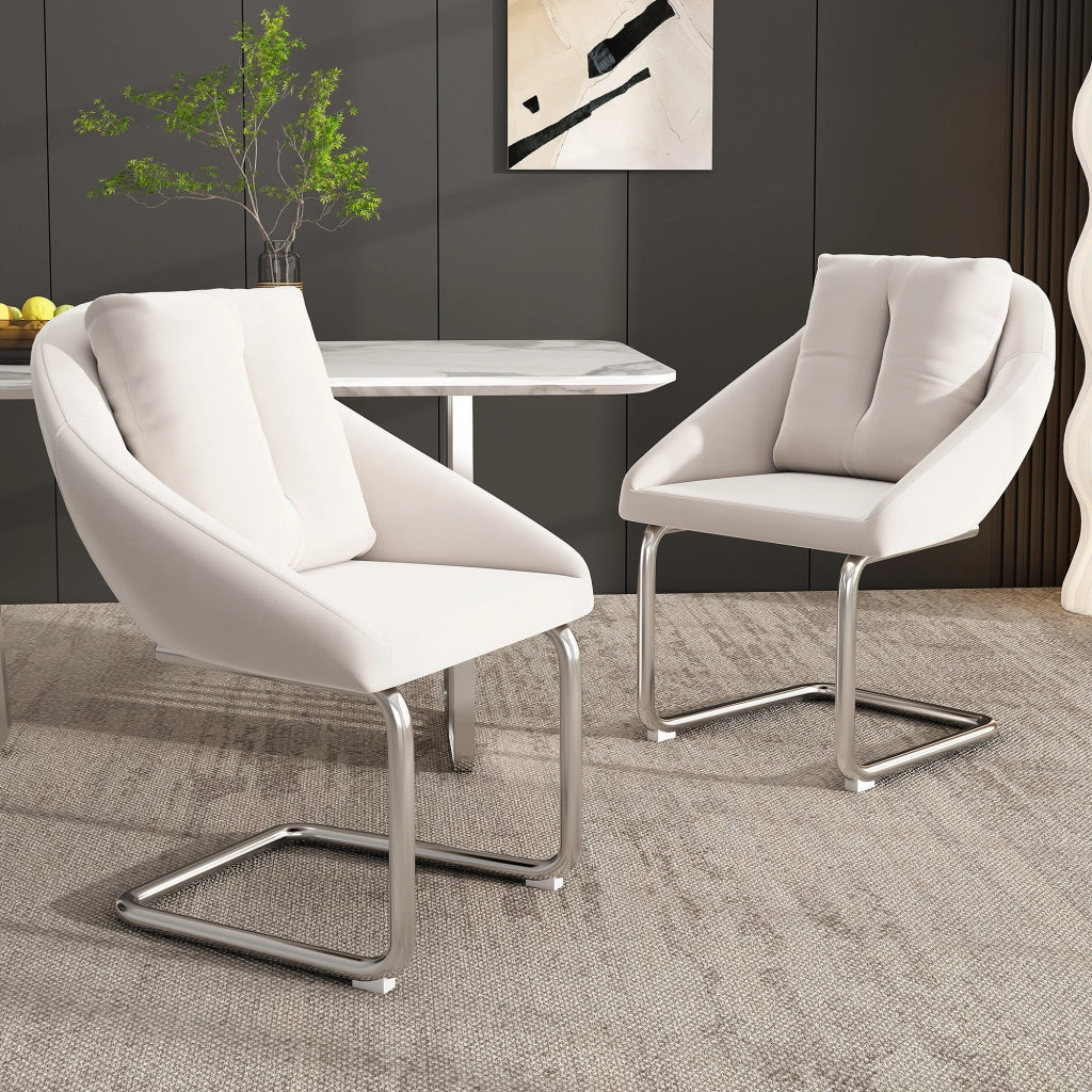 Sedia da Pranzo Girevole in Velluto con Cuscino, Set 6 Pezzi ¨C MINIMAL ¨C Beige