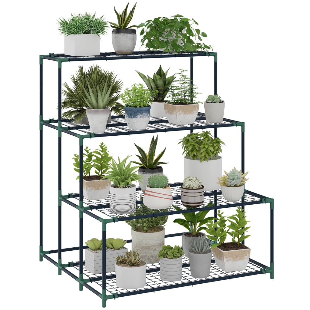 Supporto per Piante a 4 Livelli Scala ¨C Minimal ¨C Verde Struttura Metallo