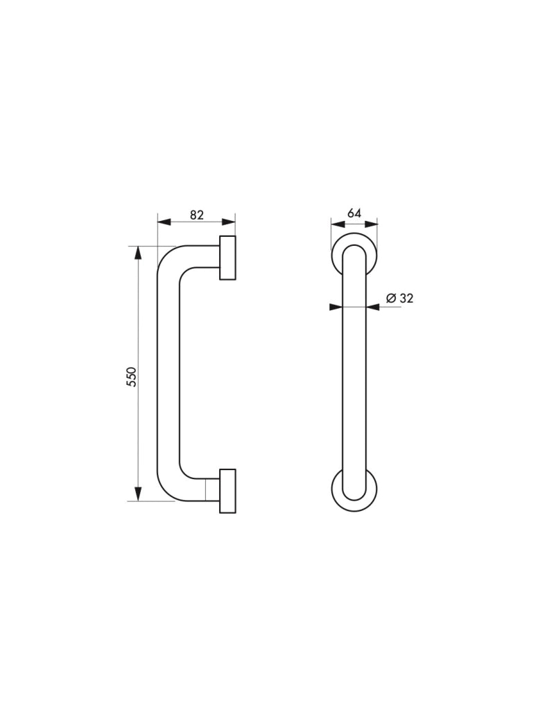 Barra di sostegno Ø 32 mm, L 550 mm, acciaio inox lucido – THIRARD