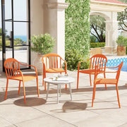 OKWISH Set da 4 Sedie da Giardino Impilabili con Braccioli e Schienale, per Terrazza e Balcone, Plastica Rossa