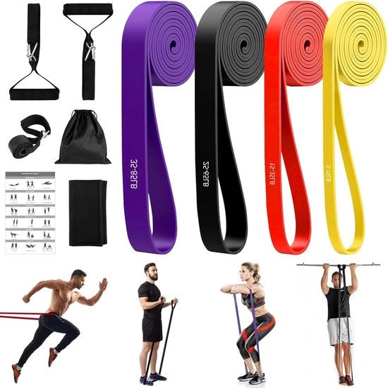 Set di cinture di resistenza per fitness - insieme di cinture di resistenza con manubrio, anello di serraggio, fodera protettiva, borsa portatile - guida di allenamento per fitness, stretching, yoga
