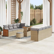 Set Divano da Giardino con cuscino 11 pcs Beige e Grigio Chiaro