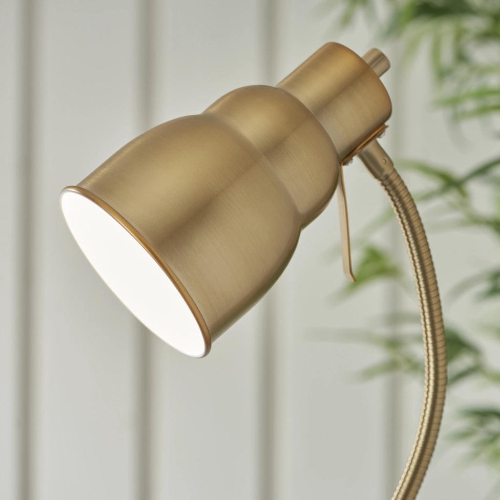 Lampada terra industrial ottone braccio flex GU10 Endon