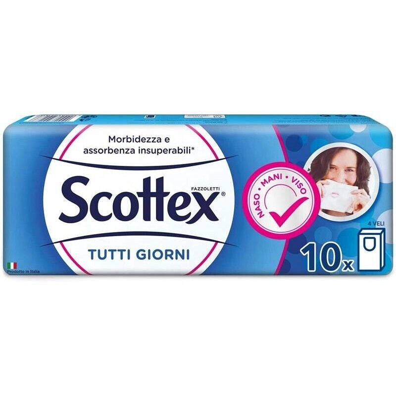 FAZZOLETTI SCOTTEX IN CONFEZIONE DA 10 PACCHETTI DA 4 VELI