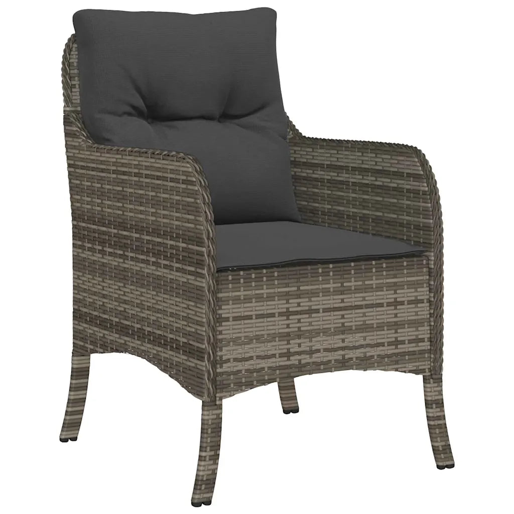 Set da Pranzo per Giardino con cuscino 5 pcs Grigio polyrattan