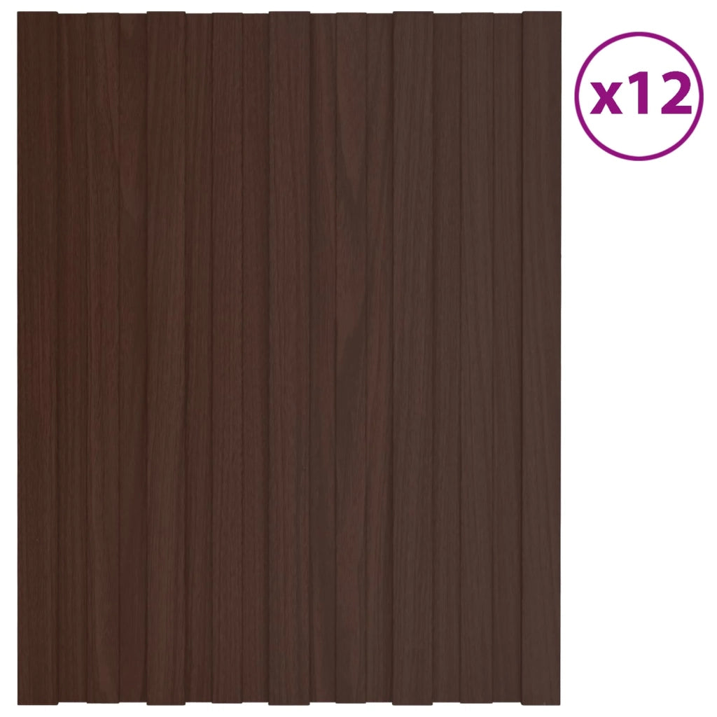 Pannello per tetto 12 pcs Marrone 60 x 45 cm Acciaio zincato 42047105