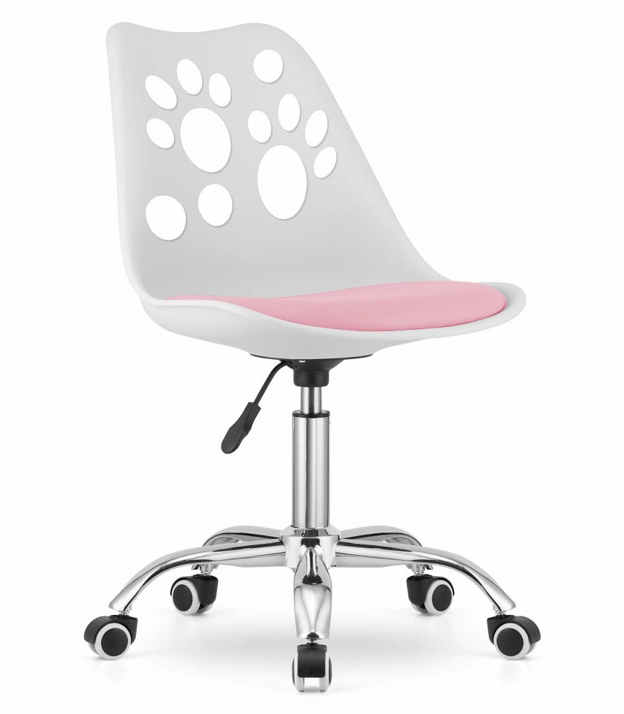 Sedia girevole ergonomica Valora PRINT bianca e rosa per la casa