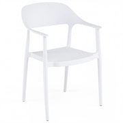 Sedia da pranzo in plastica ergonomica con schienale cavo, Poltrona da tavolo impilabile per soggiorno e sala da pranzo Bianco