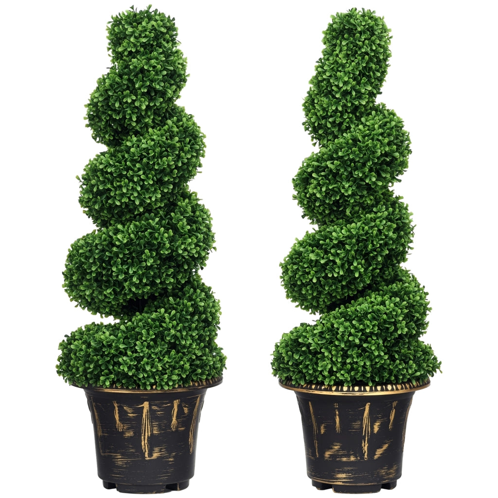 Piante Artificiali Bosso Spirale ¨C Xylo ¨C Set 2 Pezzi con Vaso Verde 90cm