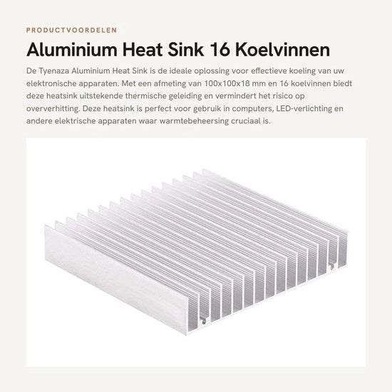 Alloggiamento di Raffreddamento in Alluminio - 16 Venti di Raffreddamento - 100x100x18mm - Adatto per LED e Computer - Raffreddamento - Efficienza - Durabilità
