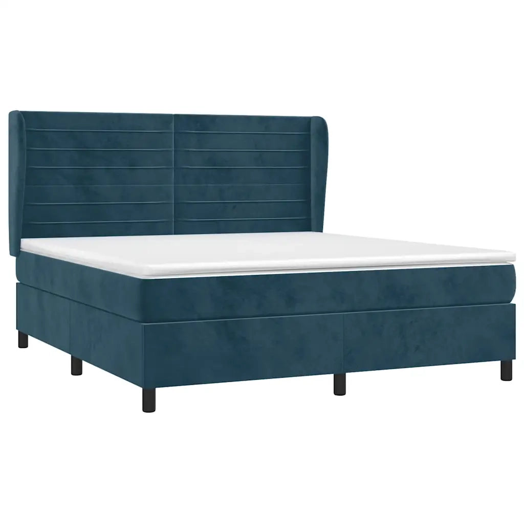 Giroletto a Molle con Materasso Blu Scuro 160x200 cm in Velluto 3129283