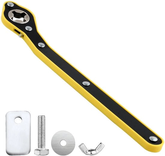 Ratelsleutel Arbeidsbesparend 360° Schaar Jack - Moersleutel per Auto/SUV - Inclusivo Placca Piana/Rondina - Materiale: Ferro/Plastica - Wielmoersleutel con Codice di Prodotto: 123456