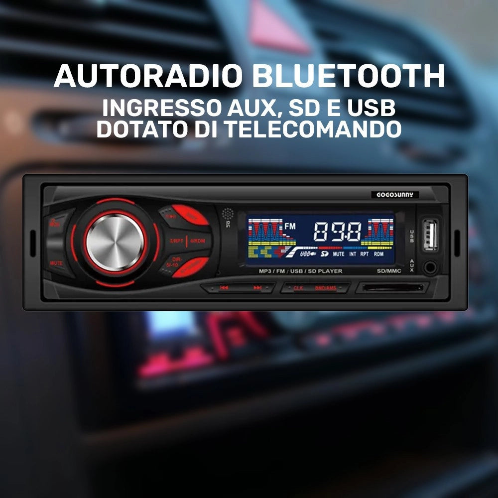 Trade Shop - Stereo Auto Autoradio Bluetooth Ingresso Aux, Sd E Usb 4 X 45w Con Telecomando -