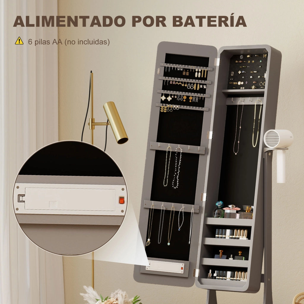Armadio Gioielli con Luci LED e Specchio ¨C Minimal ¨C Grigio