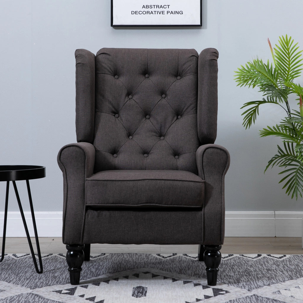 Poltrona Relax con Braccioli e Cuscini ¨C Zephmum ¨C Marrone, Tessuto, Legno
