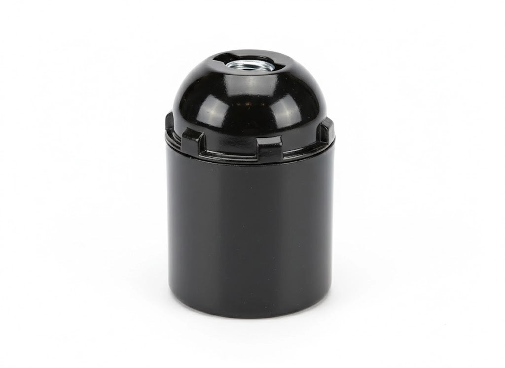 PORTALAMPADA E27 TERMOPLASTICO LISCIO- - colore nero - 10 pezzi