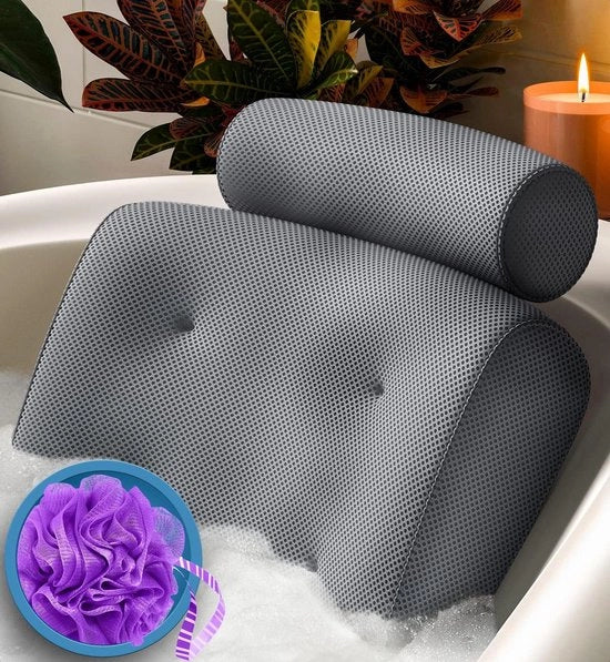Cuscino per Bagno - Supporto per Testa, Collo e Schiena - 1 pezzo - Bianco - Materiale Morbido
