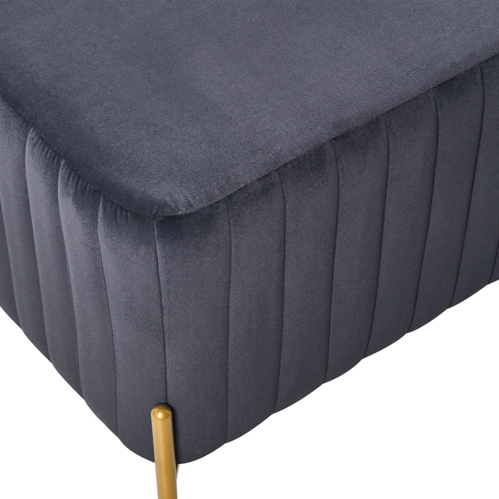Panca rivestita in velluto nero con gambe in metallo dorato 91 x 47 cm Seduta rettangolare Glamour Soggiorno