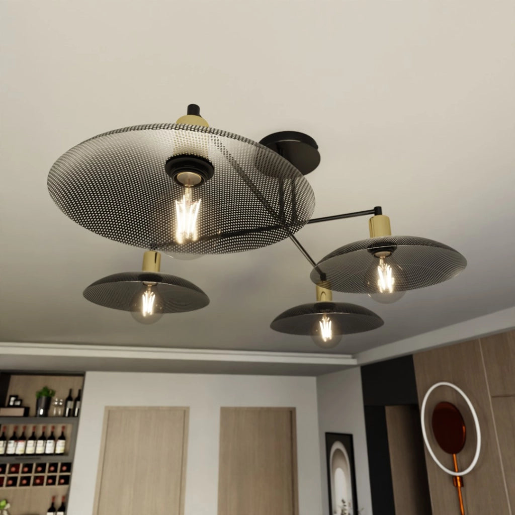 Plafoniera nera oro 4 luci 100cm Spirit Emibig E27
