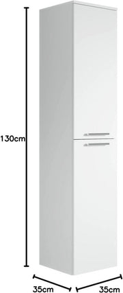 Cassettone per Bagno Alto 130 cm con Pannelli - Cassetto Bianco per Bagno