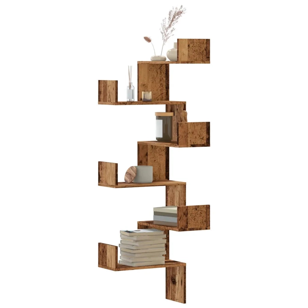 Scaffale Angolare Muro Legno Antico 45x45x147 cm Multistrato 852643