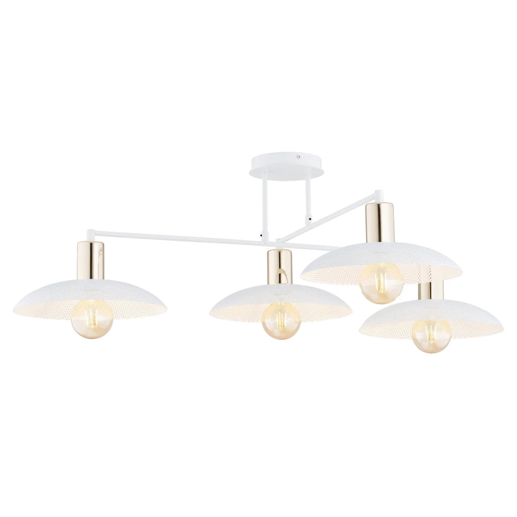 Lampadario Minimal Enki Acciaio Bianco 4 Luci E27 Ip20