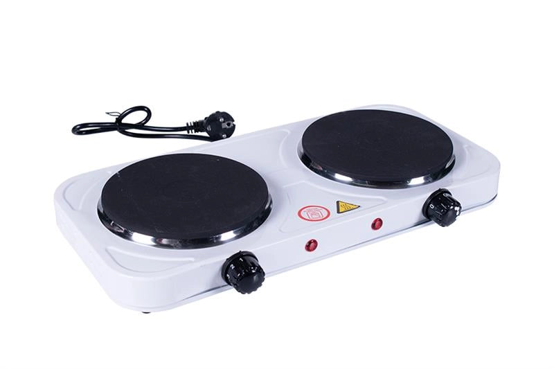 FORNELLO ELETTRICO DA CAMPEGGIO 2000W IN ALLUMINIO CON 2 PIASTRE MISURE 43X21X7 CM PRESA ATTACCO C - MANOPOLA GRADI