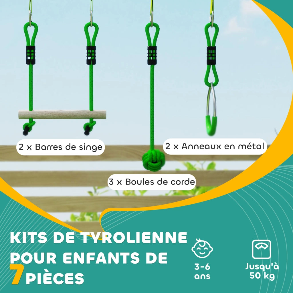 Set Parcours Ninja per Bambini 10m ¨C Minimal ¨C Verde