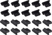 20 pezzi di copertura di protezione per porta USB mini micro in silicone, nera, compatibile con smartphone