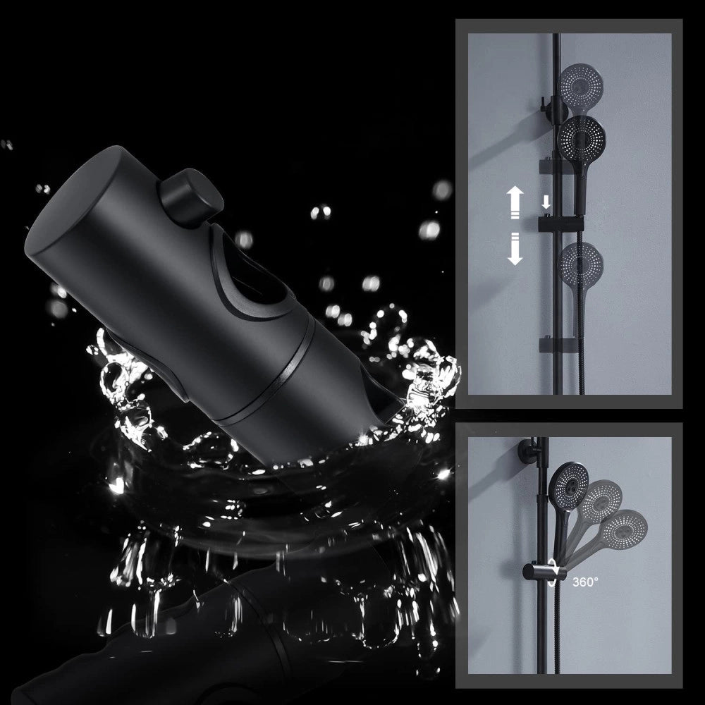 Trade Shop - Colonna Doccia Saliscendi Altezza Regolabile Set Completo Soffione Doccetta Nero -