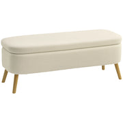 Panca contenitore con seduta imbottita ¨C Xylo ¨C Tessuto teddy beige, legno, 120x42x45 cm, 65L