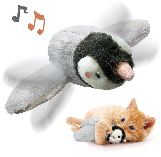 Giochi per gatti, pinguino giocattolo con ali che sbattono, suoni realistici, giocattoli per gatti interattivi e realistici, adatti per i movimenti dei gattini, giocattoli da abbracciare.
