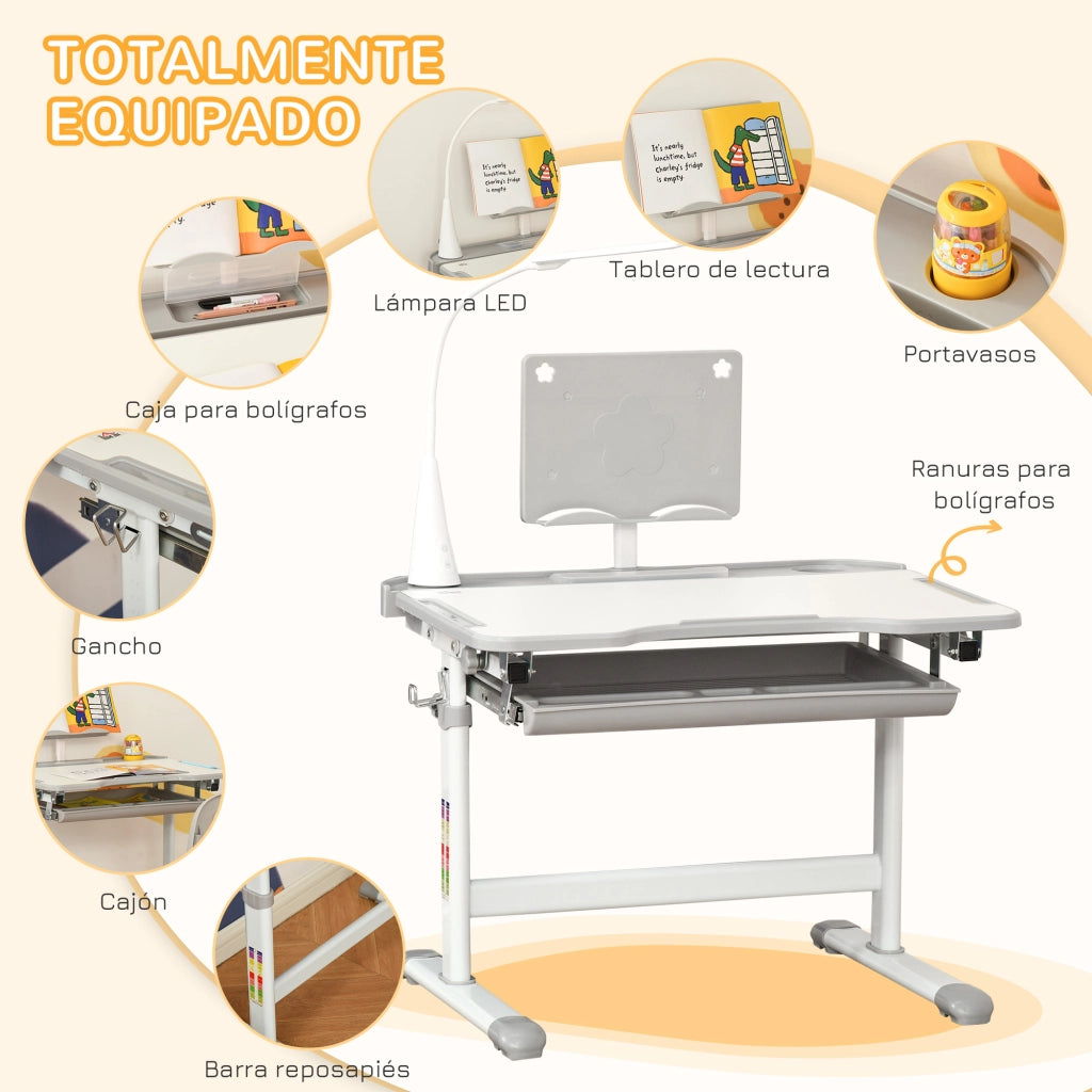 Scrivania per Bambini con Sedia Regolabile ¨C Minimal ¨C Grigio