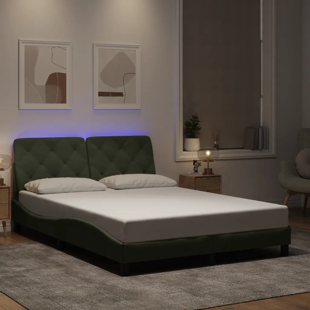 Giroletto con LED senza Materasso Grigio Chiaro 120x200 cm in Velluto 3213843